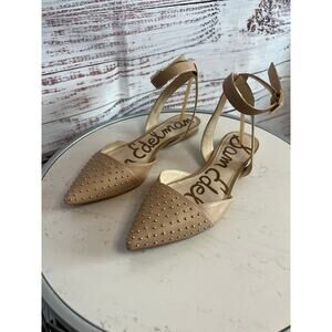 Sam Edelman Brina studded flats Tan Nude silver Studs size 8